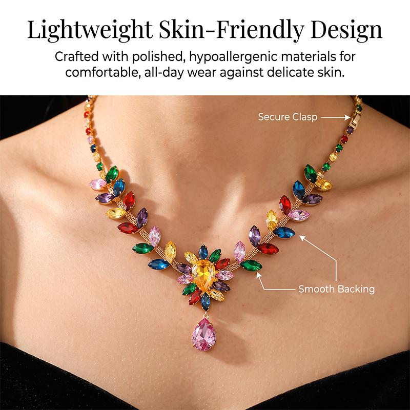 Women Casual Colorful Floral Necklace Set