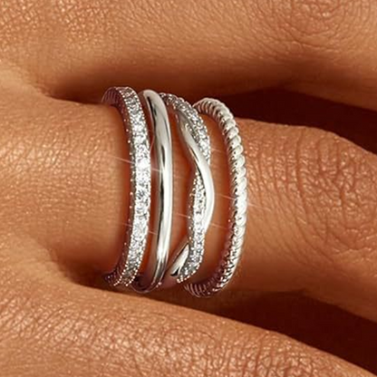 Thin Band Wave Beaded Ring Set High-End Index Finger Rings