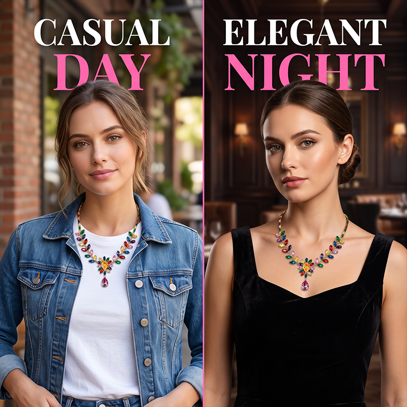 Women Casual Colorful Floral Necklace Set