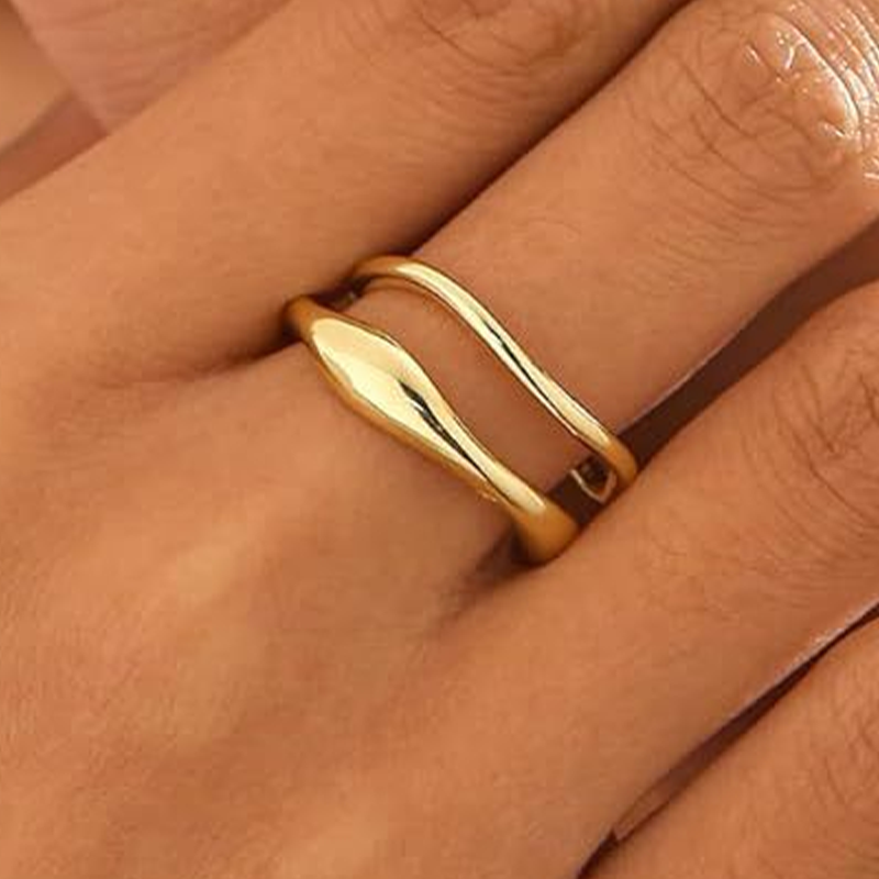 Thin Band Wave Beaded Ring Set High-End Index Finger Rings