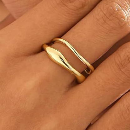 Thin Band Wave Beaded Ring Set High-End Index Finger Rings