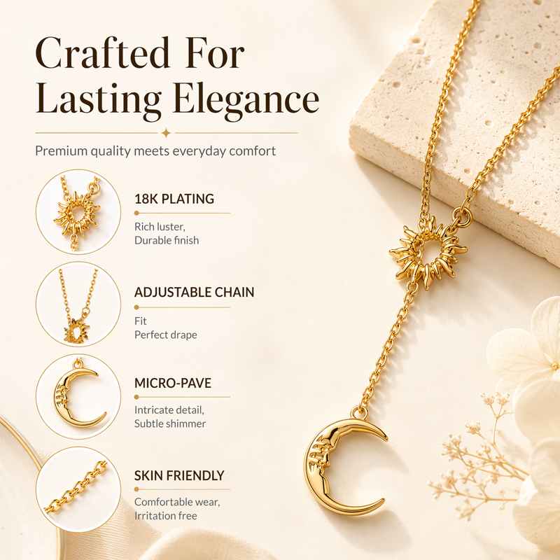 Elegant Sun and Moon Pendant Necklace