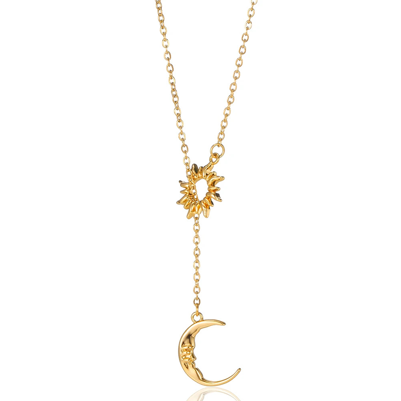 Elegant Sun and Moon Pendant Necklace
