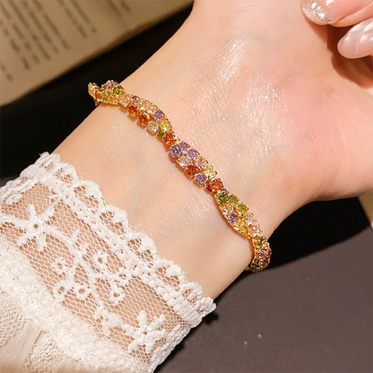 Retro Crossover Twisted Multicolor Zircon Adjustable Bracelet for Women