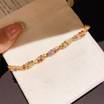 Retro Crossover Twisted Multicolor Zircon Adjustable Bracelet for Women