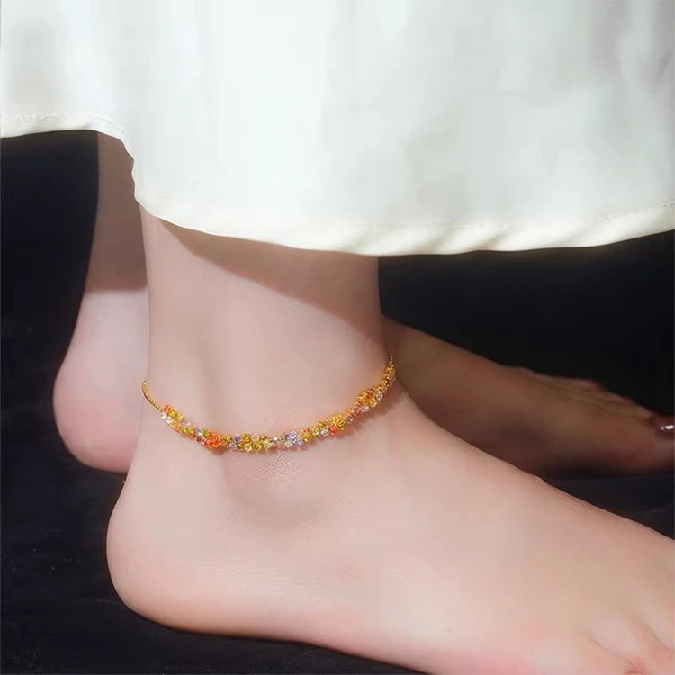 Retro Crossover Twisted Multicolor Zircon Adjustable Bracelet for Women