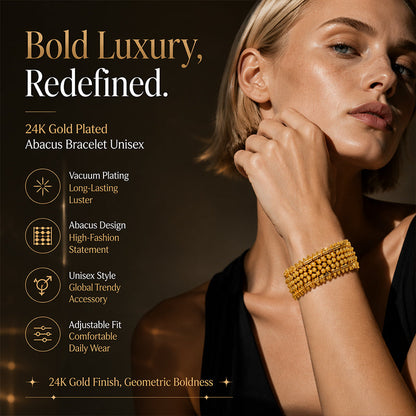 Gold Plated Wide Abacus Bead Bracelet