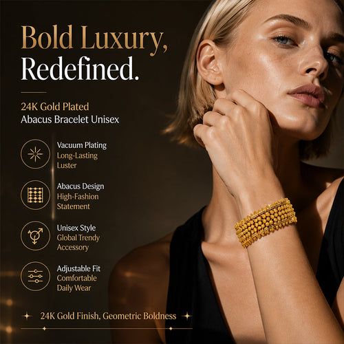 Gold Plated Wide Abacus Bead Bracelet