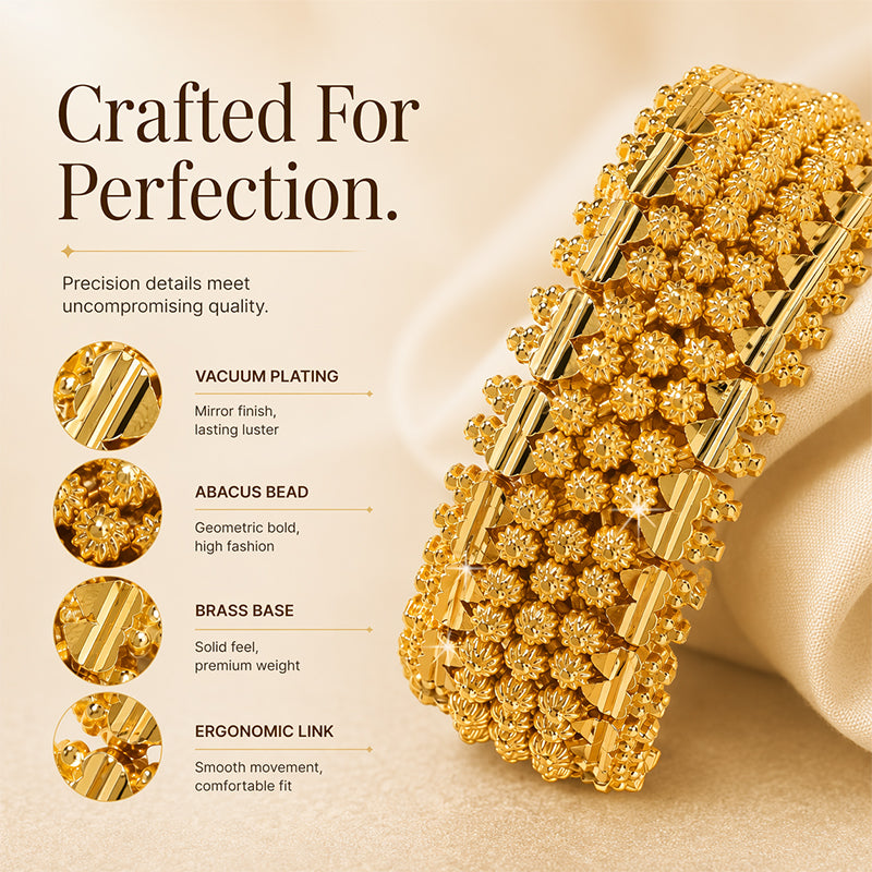 Gold Plated Wide Abacus Bead Bracelet