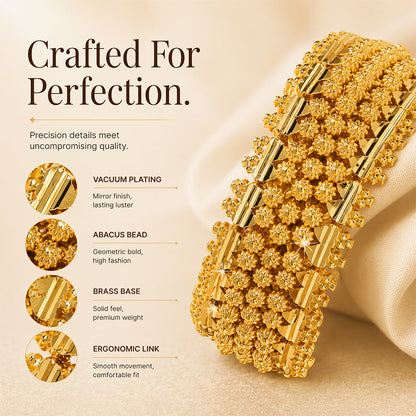 Gold Plated Wide Abacus Bead Bracelet