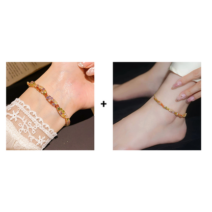Retro Crossover Twisted Multicolor Zircon Adjustable Bracelet for Women