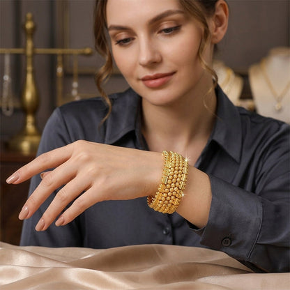 Gold Plated Wide Abacus Bead Bracelet