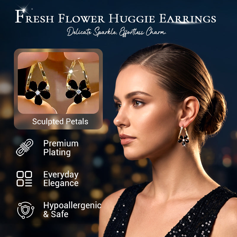 Women's Fresh Flower Huggie Earrings