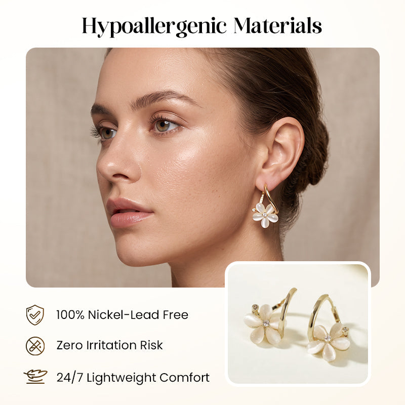 Women's Fresh Flower Huggie Earrings