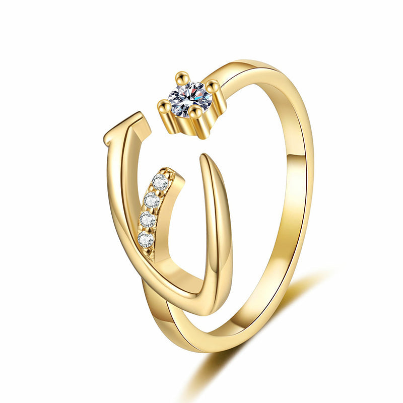 Adjustable Sparkle Initial Ring for Women