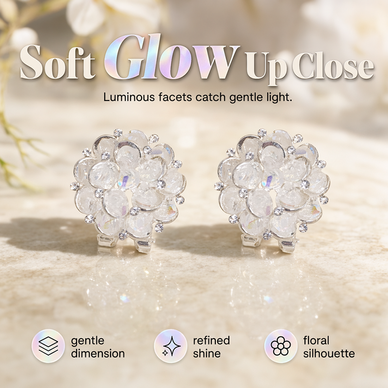 Elegant Sparkling Floral Stud Earrings
