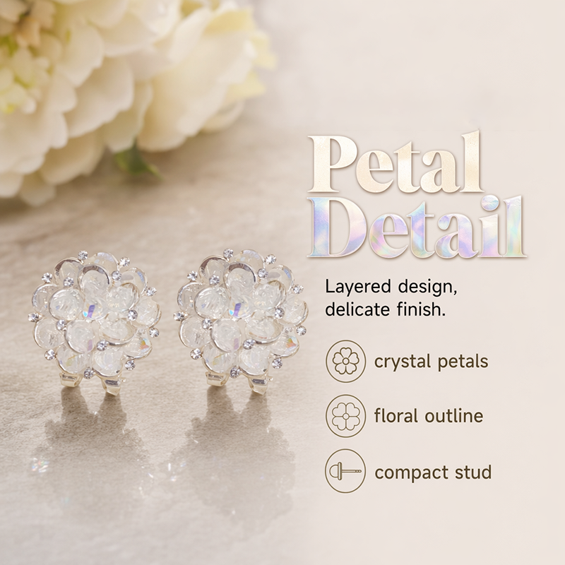Elegant Sparkling Floral Stud Earrings