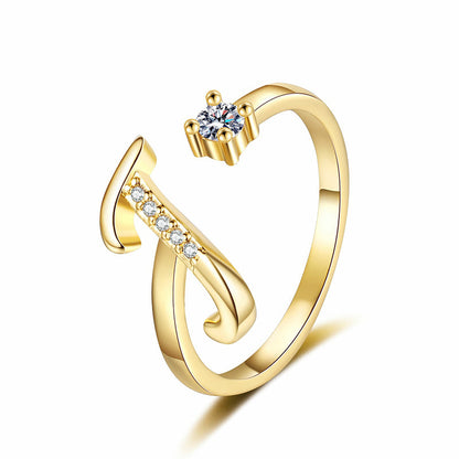 Adjustable Sparkle Initial Ring for Women
