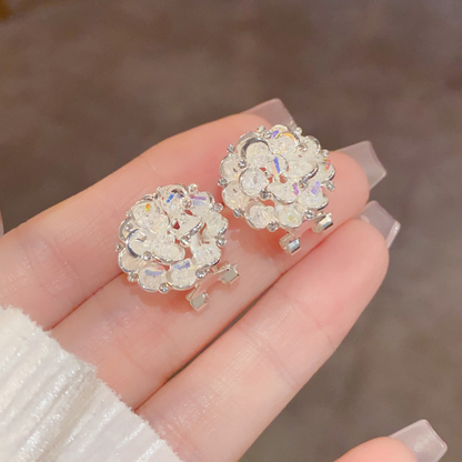 Elegant Sparkling Floral Stud Earrings