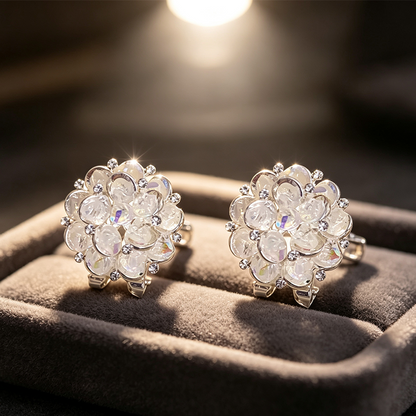 Elegant Sparkling Floral Stud Earrings