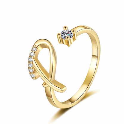 Adjustable Sparkle Initial Ring for Women