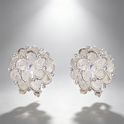 Elegant Sparkling Floral Stud Earrings