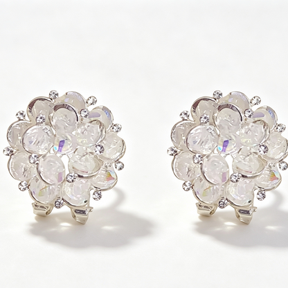 Elegant Sparkling Floral Stud Earrings