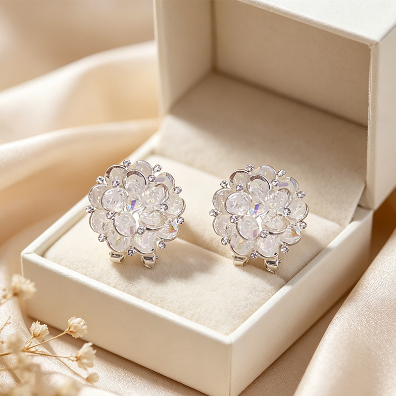 Elegant Sparkling Floral Stud Earrings