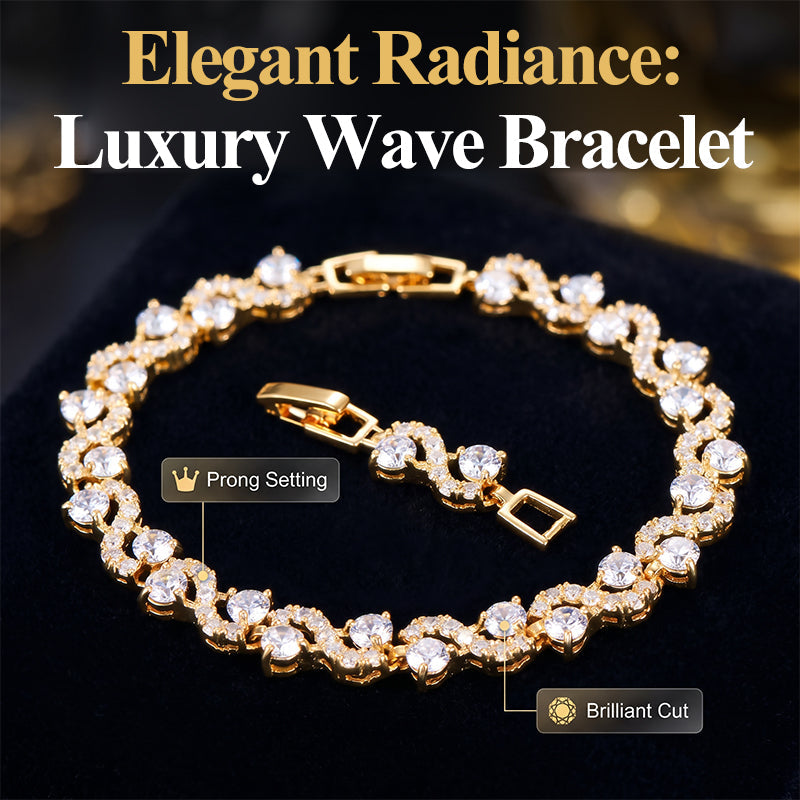 Women Luxury Colorful Rhinestone Wave Bracelet