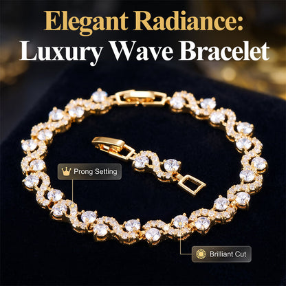 Women Luxury Colorful Rhinestone Wave Bracelet