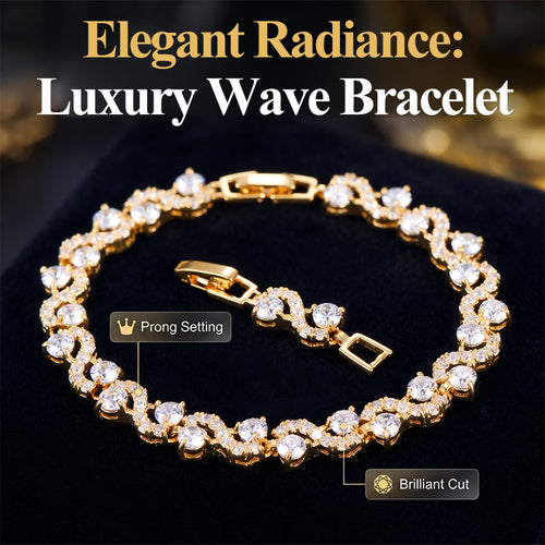 Women Luxury Colorful Rhinestone Wave Bracelet