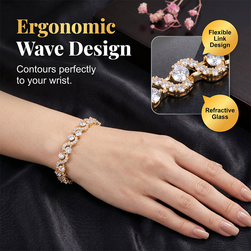 Women Luxury Colorful Rhinestone Wave Bracelet