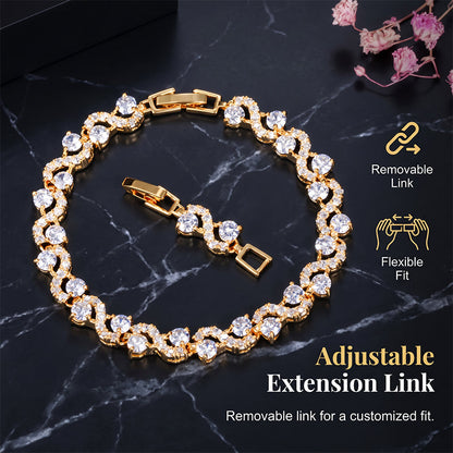 Women Luxury Colorful Rhinestone Wave Bracelet