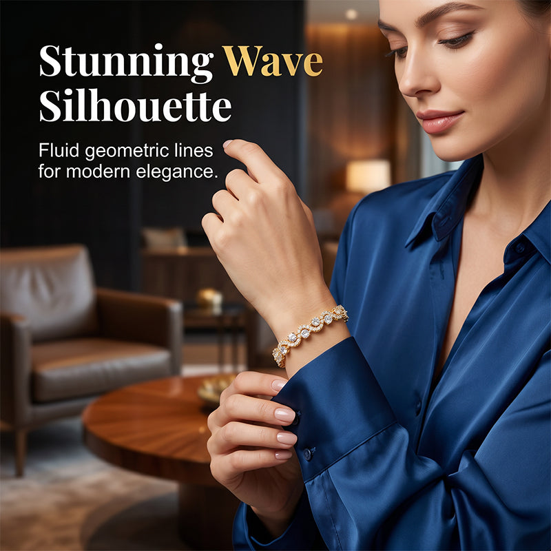 Women Luxury Colorful Rhinestone Wave Bracelet