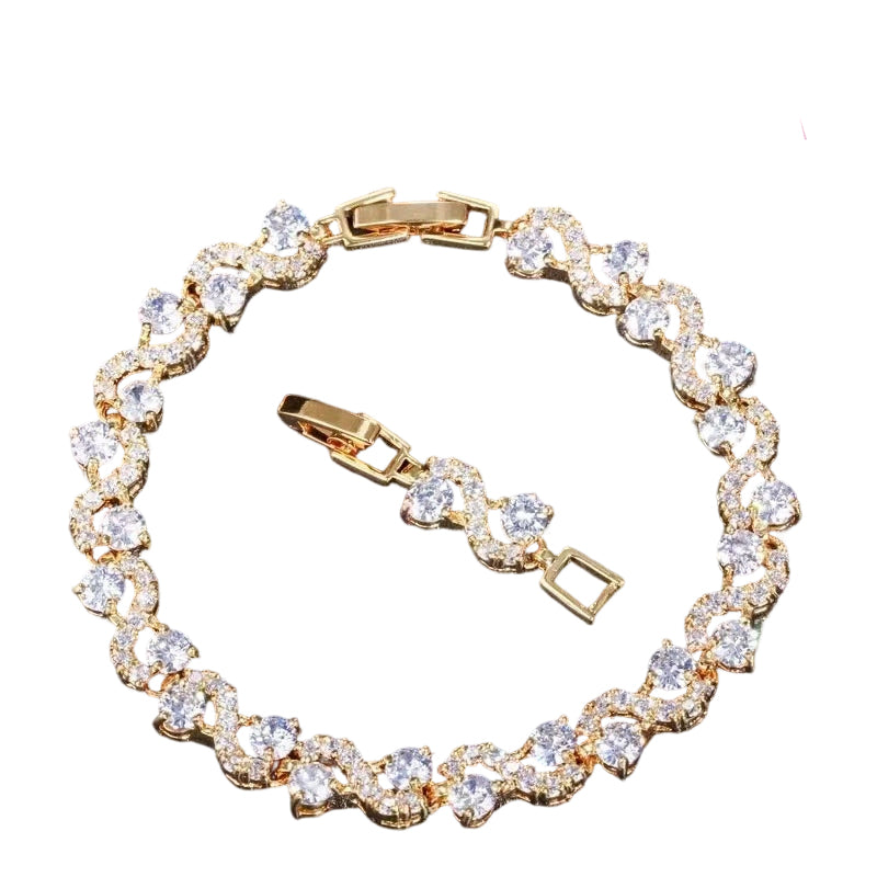 Women Luxury Colorful Rhinestone Wave Bracelet