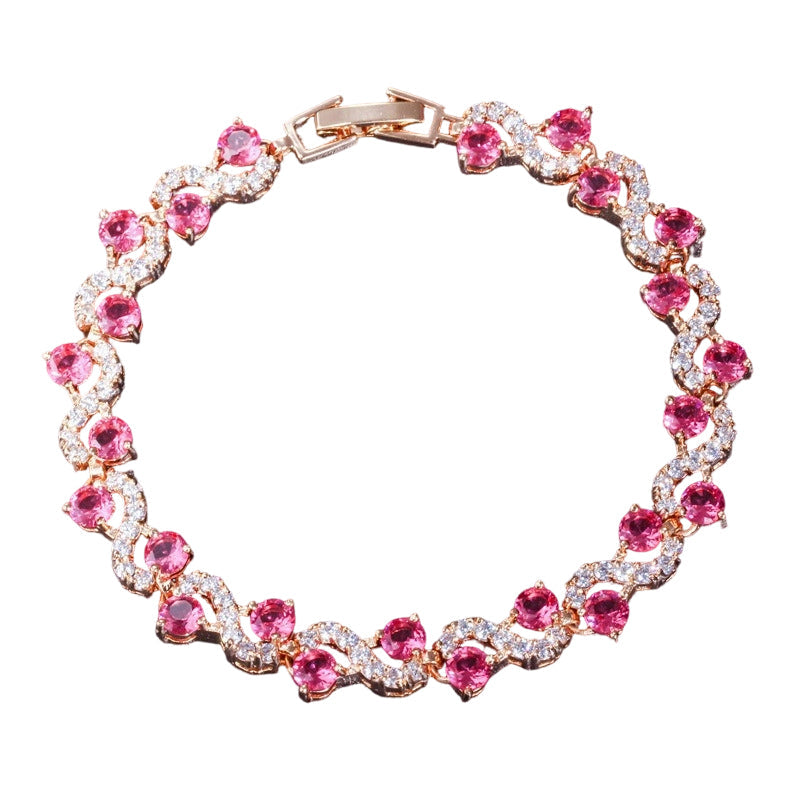 Women Luxury Colorful Rhinestone Wave Bracelet