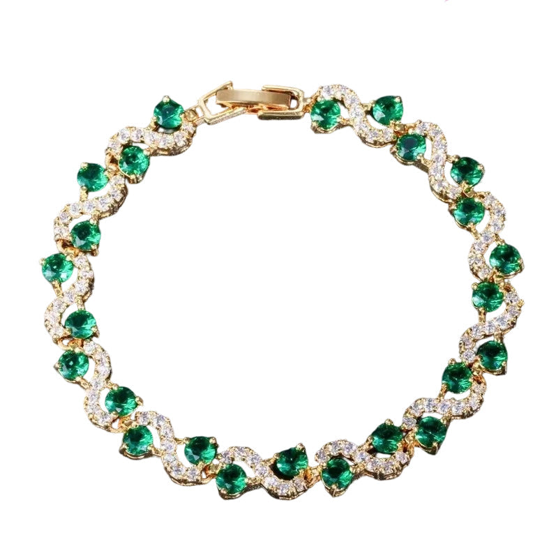 Women Luxury Colorful Rhinestone Wave Bracelet