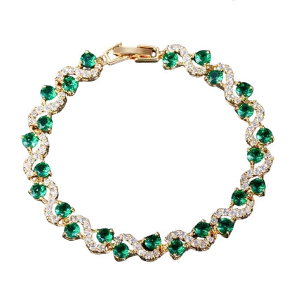 Women Luxury Colorful Rhinestone Wave Bracelet