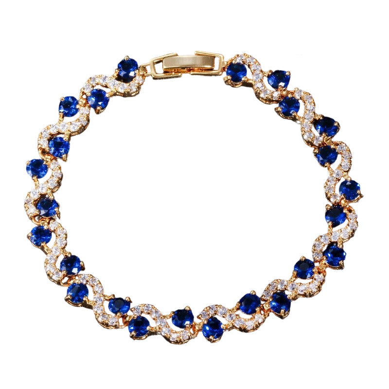 Women Luxury Colorful Rhinestone Wave Bracelet
