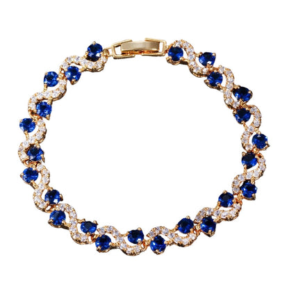 Women Luxury Colorful Rhinestone Wave Bracelet