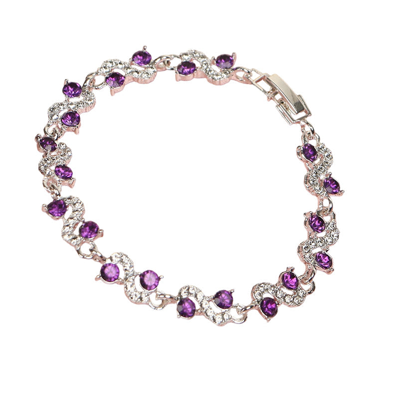 Women Luxury Colorful Rhinestone Wave Bracelet