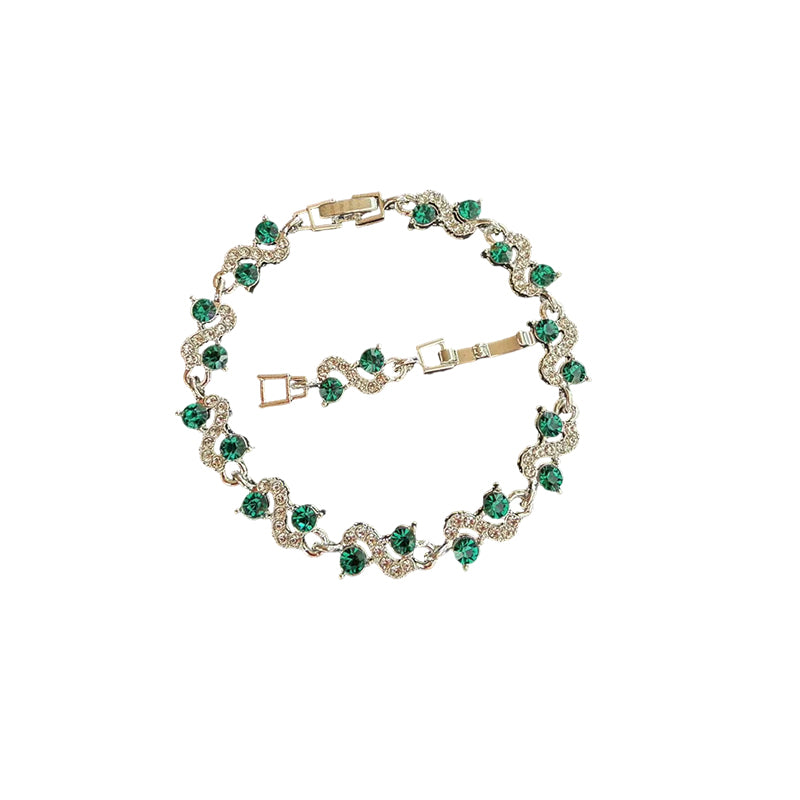 Women Luxury Colorful Rhinestone Wave Bracelet