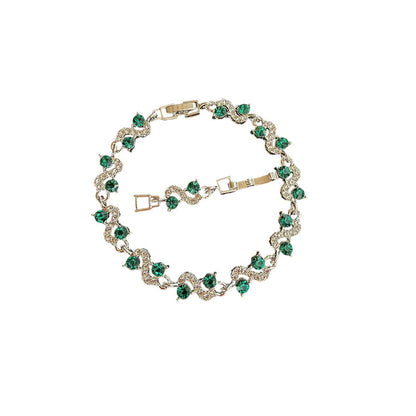 Women Luxury Colorful Rhinestone Wave Bracelet