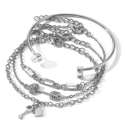 Classic Layered Charm Bracelet Set