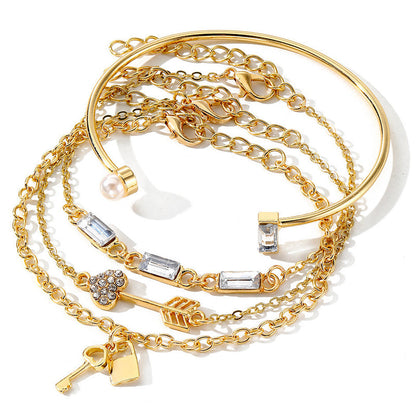 Classic Layered Charm Bracelet Set