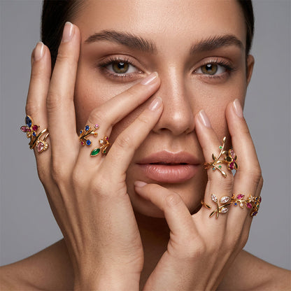 Vintage Leaf Open Ring for Women