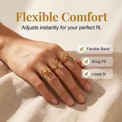 Vintage Leaf Open Ring for Women