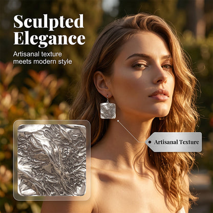 Vintage Hammered Square Dangle Earrings