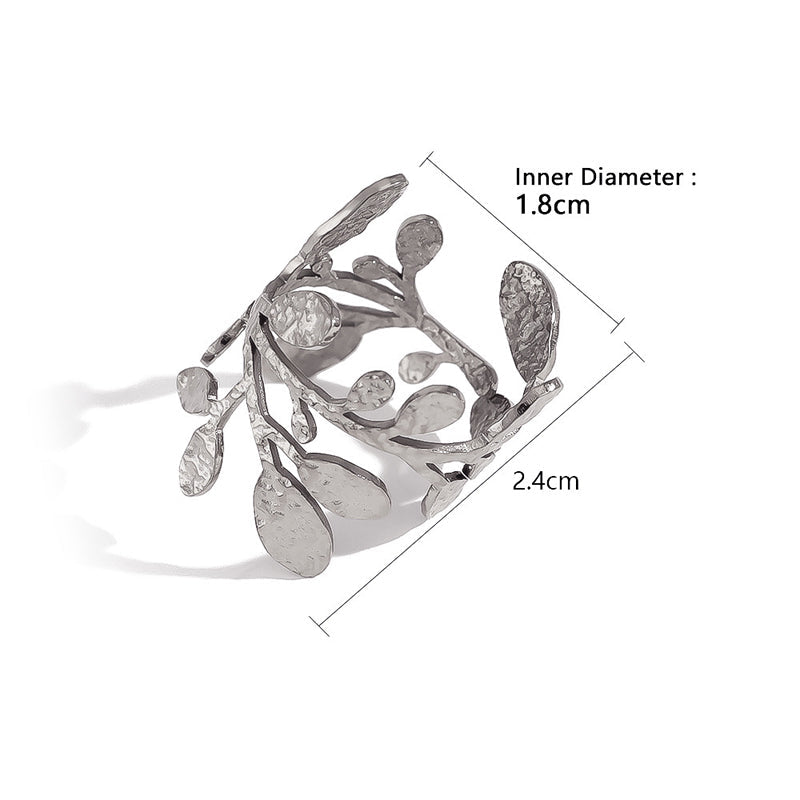 Vintage Leaf Open Ring for Women