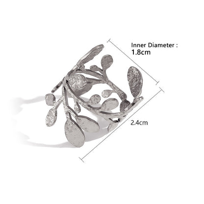 Vintage Leaf Open Ring for Women